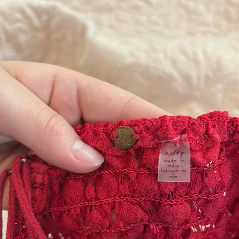 Free people red lace top - Picture 3 of 3